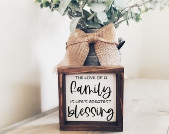The Love of a Family, Family Blessing Wood Sign, Life Greatest Blessing, Rustic Farmhouse Decor, Tiered Tray Sign