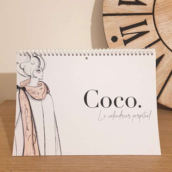 Perpetual Calendar - Coco. - A4 Landscape Format