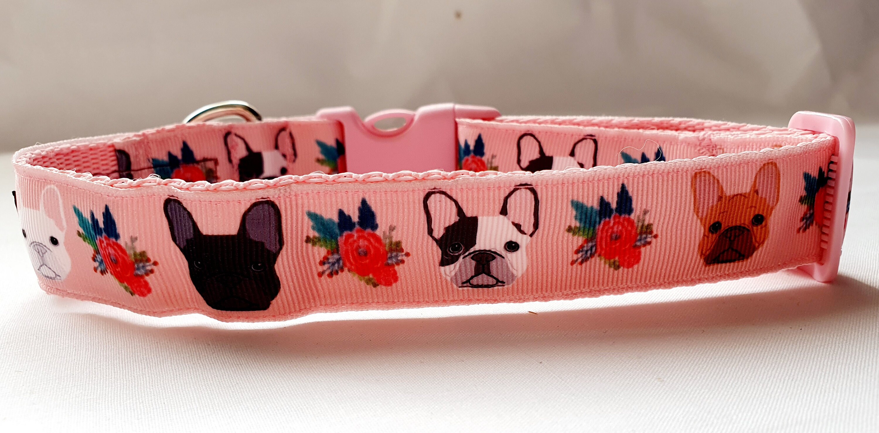 Medium Pink French Bulldog Dog Collar. Etsy