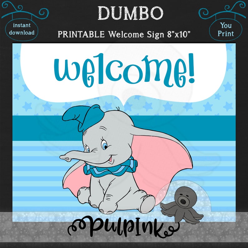 Instant Download Dumbo Printable Package Blue Dumbo Party - Etsy