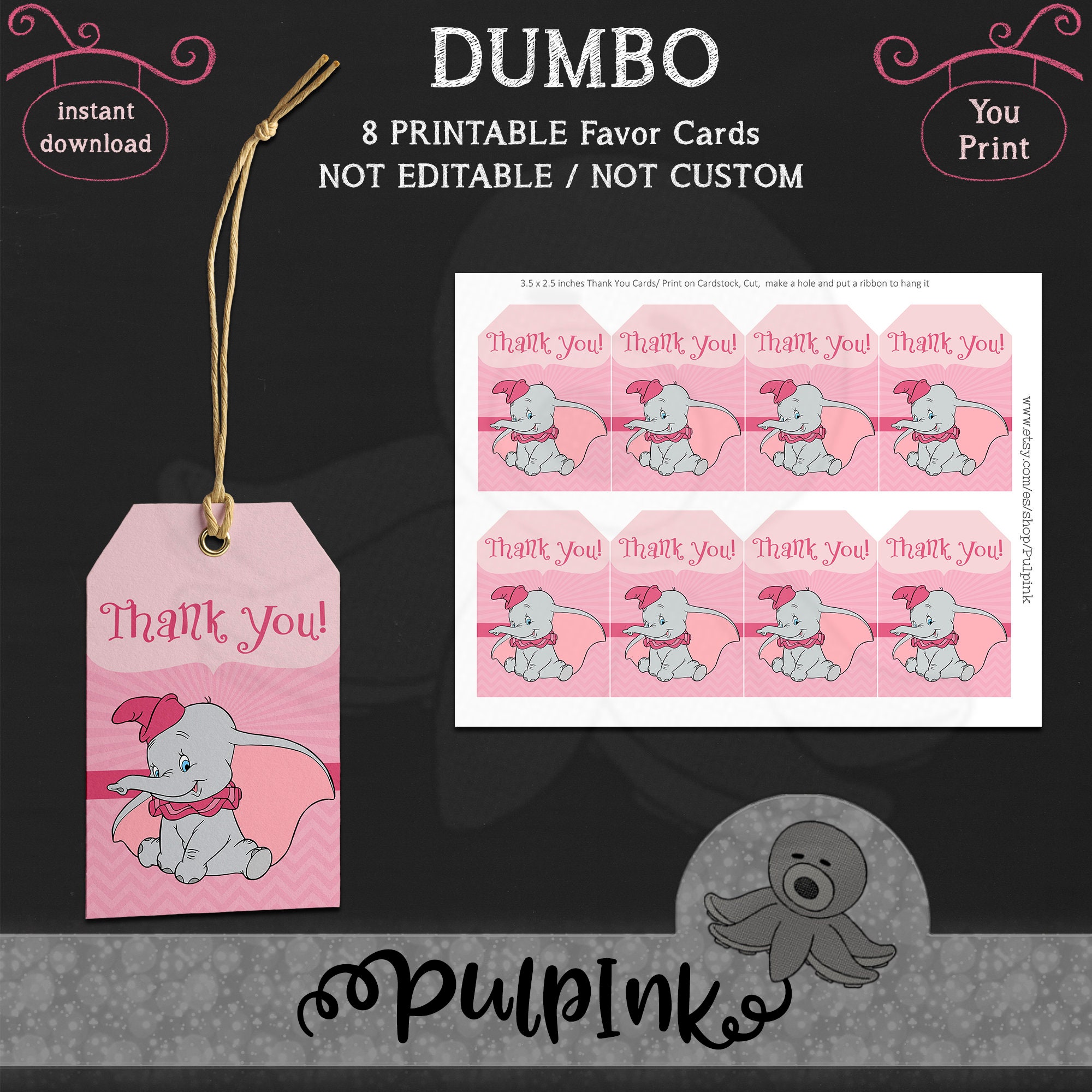 Dumbo Printable Favor Tags