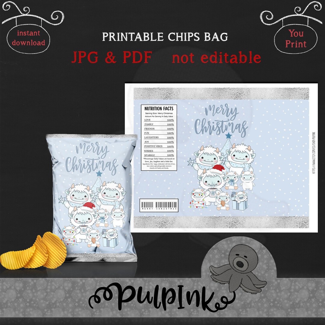 YETI Printable Chips Bag YETI Party Decorations YETI Etsy