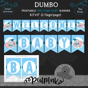 Instant Download Dumbo Printable Package Blue Dumbo Party Decorations ...