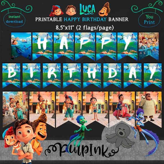LUCA Printable Happy Birthday Banner, LUCA Party Decorations, Printable LUCA  Party Banner Instant Download -  Canada