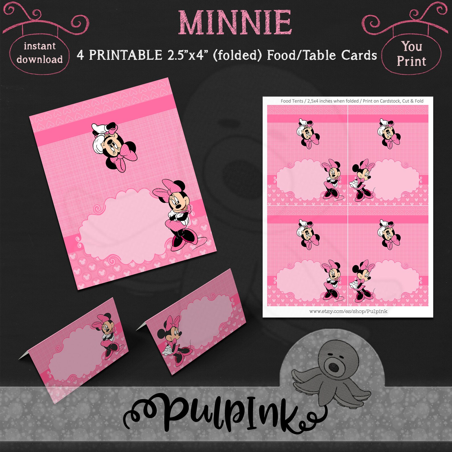 Pink Minnie Mouse Food Labels 4 Designs Minnie Mouse Buffet - Etsy