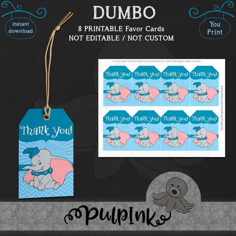 Instant Download Dumbo Printable Package Blue Dumbo Party - Etsy