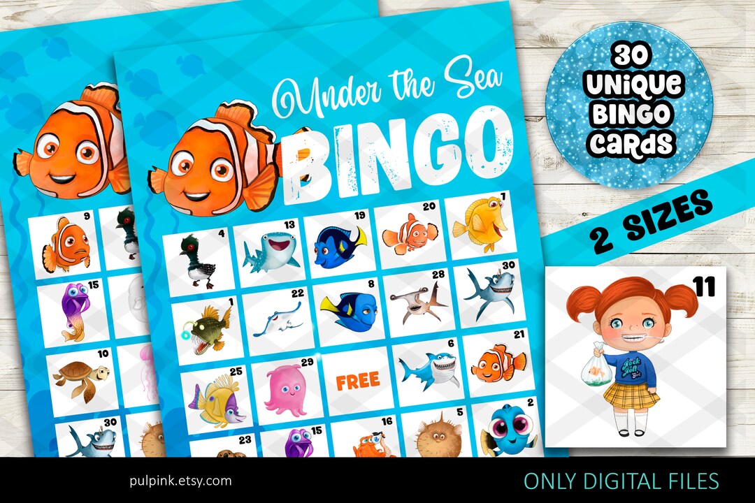 Under the SEA Printable BINGO Game Instant Download Printable Bingo ...