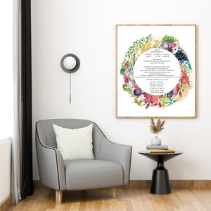 AL HAMICIAH prayer / The 7 Species blessing of Israel / Handmade Painting / free shipping