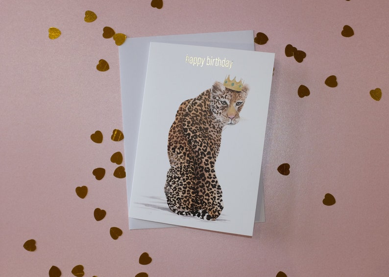 greeting card blank inside Leopard Happy Birthday note card Happy Birthday Card leopard happy birthday