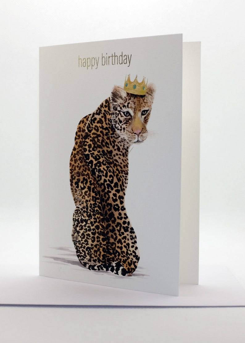 greeting card blank inside Leopard Happy Birthday note card Happy Birthday Card leopard happy birthday