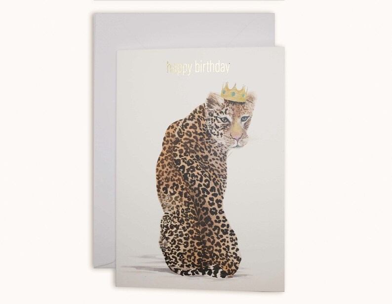 greeting card blank inside Leopard Happy Birthday note card Happy Birthday Card leopard happy birthday