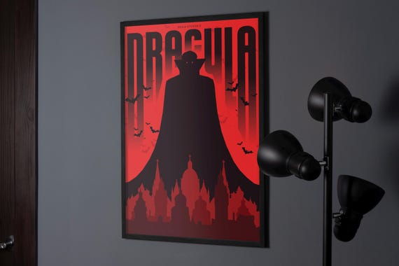 Bram Stoker's Dracula Graphic Poster – Gothic Horror Wall Art – Red and Black Digital Download - Perfect For Living Room Decor