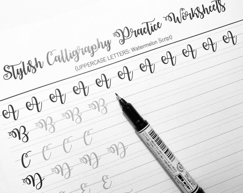 Easy Brush Lettering Calligraphy Practice Worksheet for | Etsy