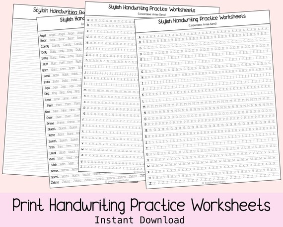 printable handwriting worksheets handlettering practice 4 etsy