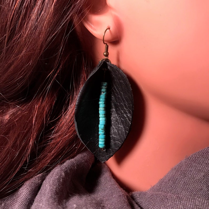 Earrings Leather Leaf Earrings Dangle Earrings