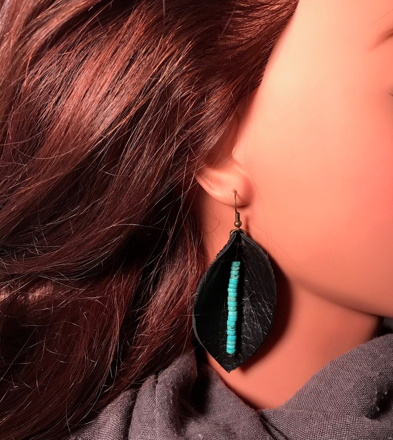 Earrings Leather Leaf Earrings Dangle Earrings