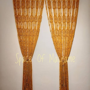 Decor Macrame curtain, Large macrame curtain. Living room decor Banner Macrame,  wall hanging.Panel curtain. Home decor. Mustard color.