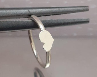 925 Heart Sterling Silver Ring, Silver Heart Ring, Stacking Ring Silver, Boho Heart Ring, Handmade Silver Rings for her