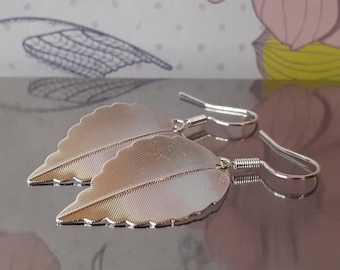 Silver Textured Leaf's, Dangle drop Leaf earrings, Cute Leaf earrings (Silver 925 Hook