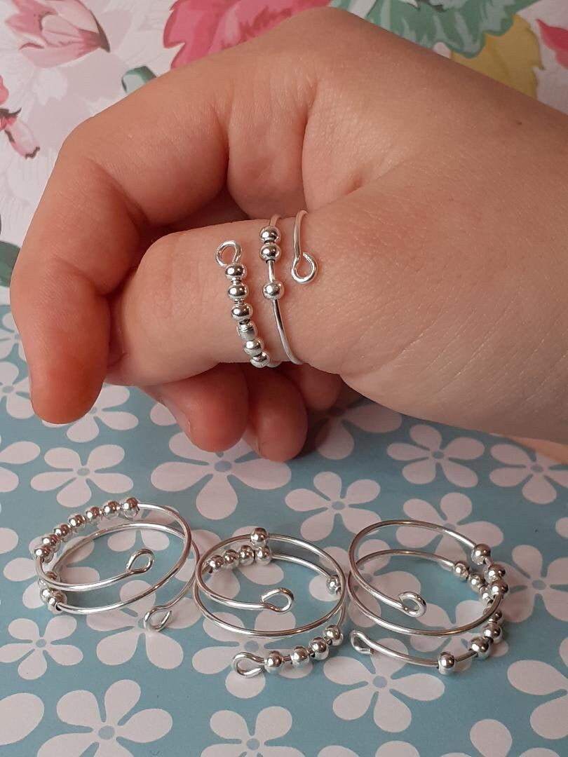 Thumb Fidget Ring Anxiety Ring With Silver Colour Balls 1x Ring