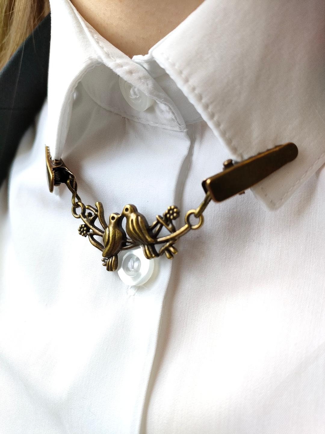 Bronze Bird Collar Clips, Cute Collar Chains, Bird Themed Shirt ...
