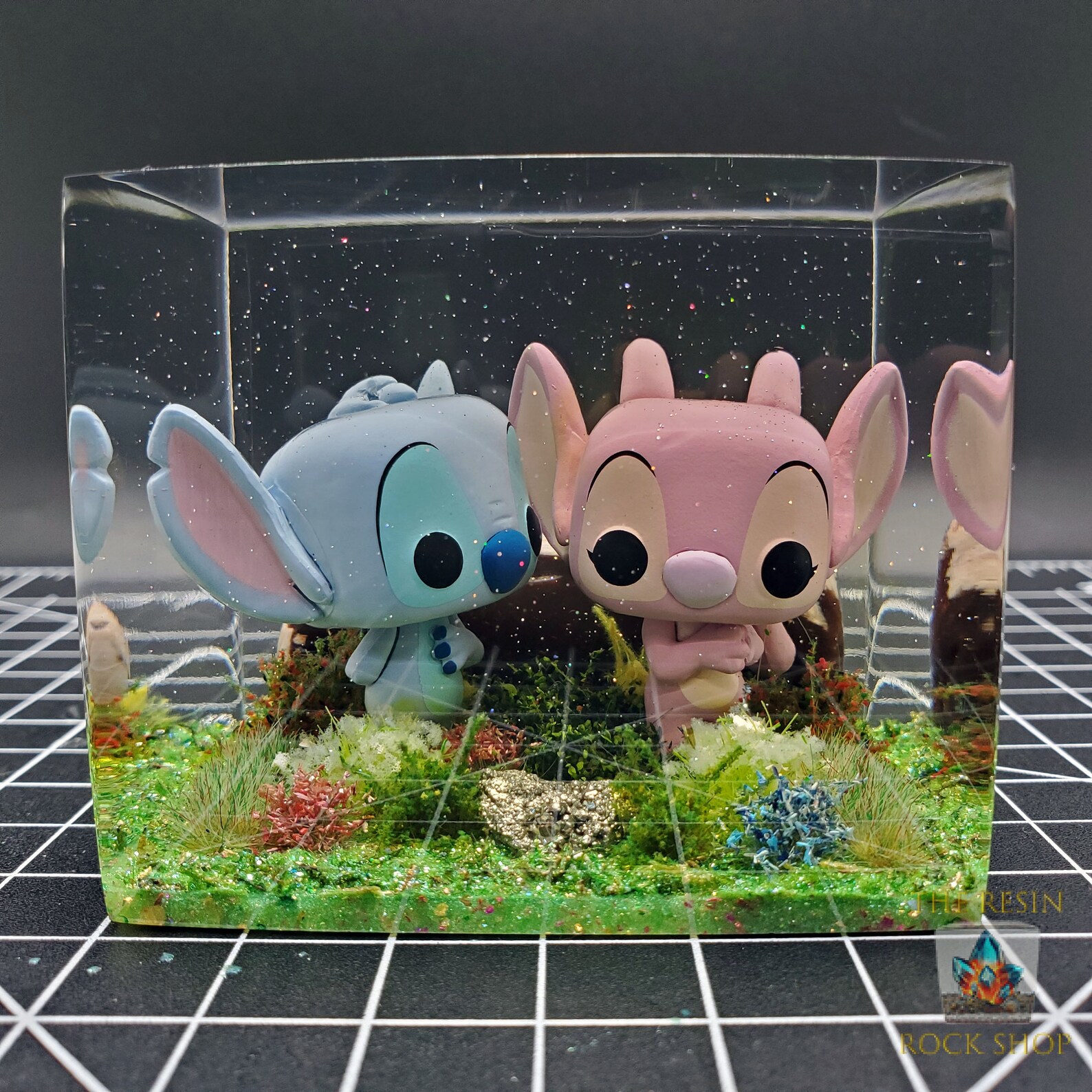 Funko Pop Stitch Y Angel Stitch and Angel Funko Pocket Pop Hand Crafted Diorama Resin | Etsy