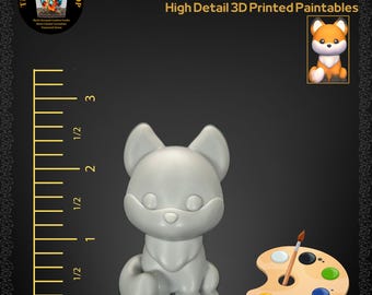 2.5-inch High Resolution 3D Printed Paintable Cute Little Fox, Fun Craft Activity for Kids and Adults, Resin Printed Baby Animal Figurines