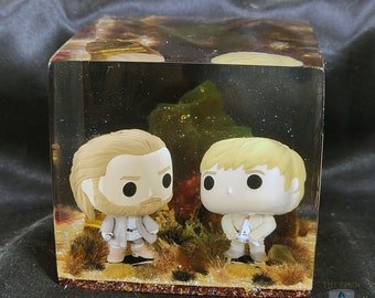 Obi-Wan and Young Luke Pocket Funko Pop Resin Cube Display Case, Funko Collectable Art, Custom Funko Pop Display, Star Wars Collectable