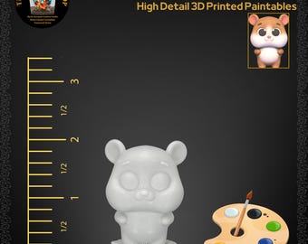 3D Printed Hamster Figurine: Paintable Resin Model with Turtle Backpack