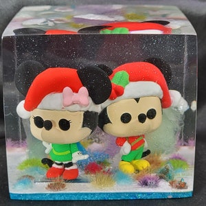 Mickey & Minnie Mouse Holiday Sweater Party Funko Pocket Pop Resin Funko Display Case, Custom Funko Pop, Holiday Gift, Funko Pop Display