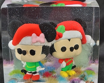 Mickey & Minnie Mouse Holiday Sweater Party Funko Pocket Pop Resin Funko Display Case, Custom Funko Pop, Holiday Gift, Funko Pop Display