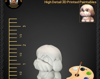3D Printed Lhasa Apso Puppy: Paintable Resin Figurine, DIY Craft