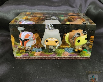 Ahsoka, Sabine, and Hera Funko Pocket Pop in Resin Cube, Star Wars Jedi Collectable, Custom Funko Pop Display, Ahsoka Star Wars Series