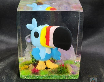 Tucan Sam Funko Pocket Pop in Resin Cube Diorama, Kellogg Vintage Breakfast Cereal Collectable, Custom Funko Pop Display, Cartoon Memories
