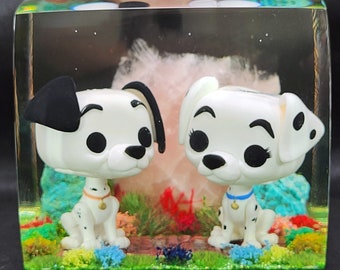 Dalmatian Puppy Diorama Resin Cube Funko Display Case, 101 Dalmations Funko Pocket Pops, Custom Funko, Dog Collectable Gift, Funko Display