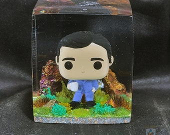 Michael Scott Funko Pocket Pop in Resin Cube Diorama, The Office Hand Crafted Collectable, Custom Funko Pop Display, Great Office Gift
