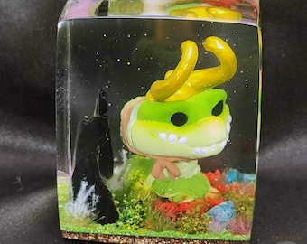 Alligator Loki Funko Pocket Pop in Resin Cube Display Case, Marvel Loki TV Series Collectable, Custom Funko Pop Display, Multiverse Gift