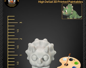 2x3-inch High Resolution 3D Printed Paintable Baby Dinosaur, Fun Craft Activity for Kids and Adults, Resin Printed Jurassic Figurine