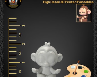 3D Printed Meditating Monkey Figurine: Paintable Resin Craft (2-Inch)