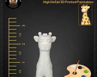 3D Printed Resin Giraffe Figurine: Paintable Craft (2.5-inch)