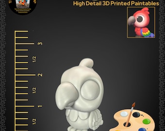 3D Printed Baby Macaw Figurine: Paintable Resin Craft (2.5-inch)