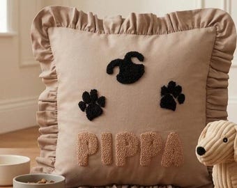 Dog Paw & Nose Print Cushion Cover | Pet Parents Decor | Pawrents Dog Mom Gift | Keepsake Labrador Dachscund Pug Frenchie Collie Cavoodle