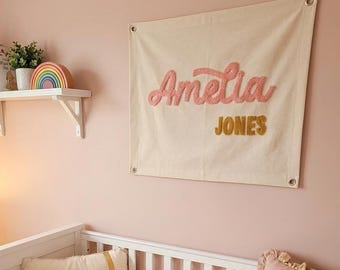 Personalised Wall Banner | Custom kids room decoration | Name or Initials