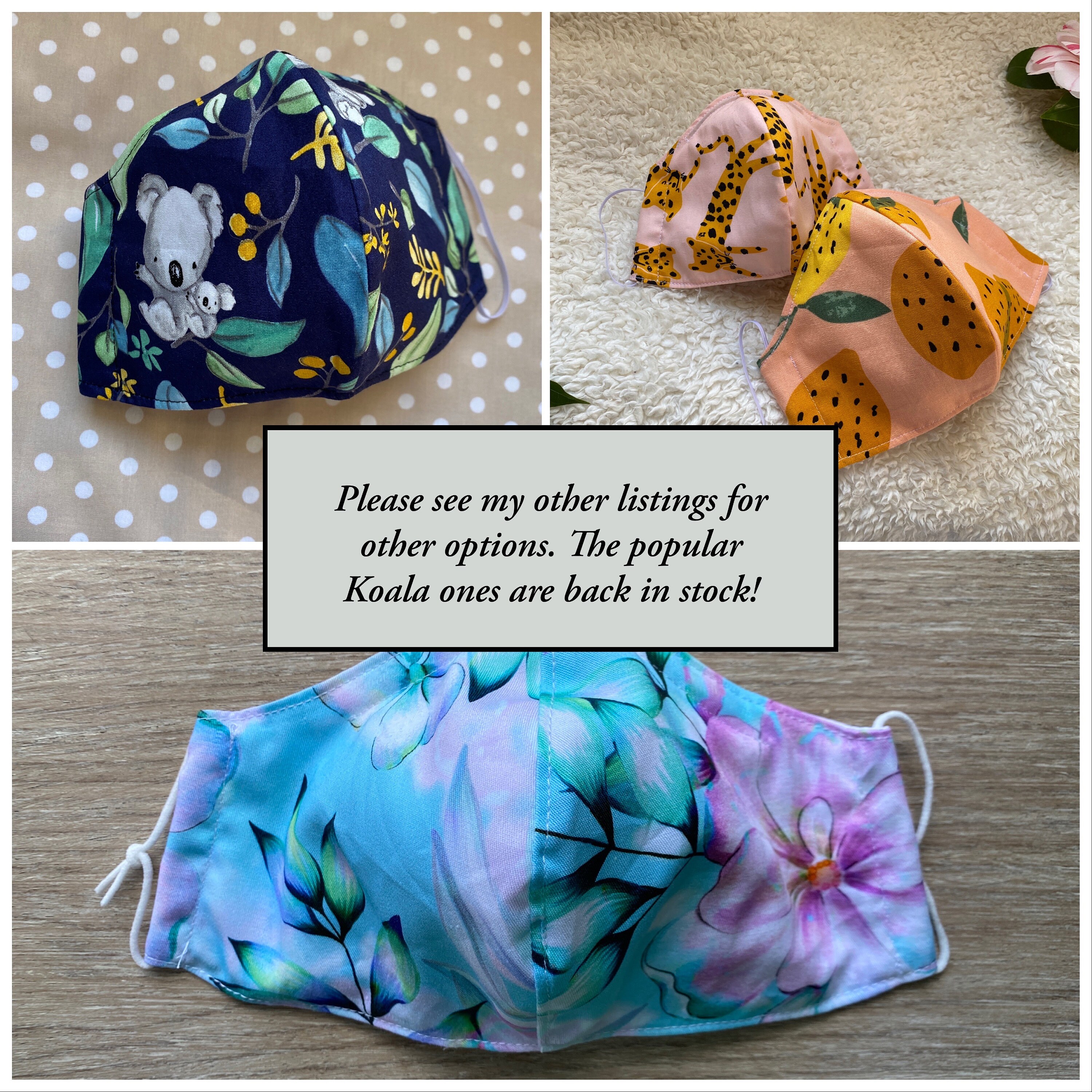 Australian Animals Handmade Face Mask 3 Layers Cotton 4 Etsy