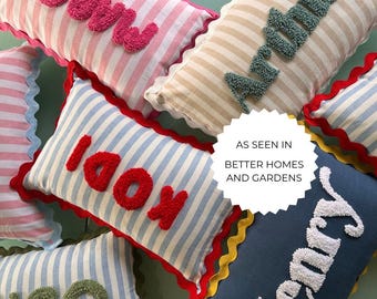 Mix & Match Your Own Personalised Punch Needle Decorative Cushion | Cool Kids Room Decor Name Pillow | Baby Room Nursery Decoration Gift