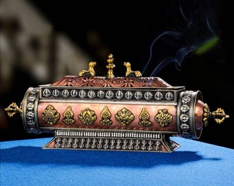 Tibetan Incense Burner, Precious Brass Incense Stick Holder With Storage Compartment, Incense Ash Catcher, Handcrafted in Nepal