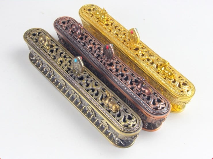 Tibetan Incense Burner, Copper Tibetan Incense Holder with Two Deers and Dharma wheel~ Exquisite Gift~