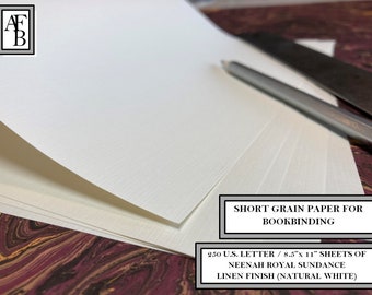 SHORTGRAIN PAPER - Ideal for bookbinding - 250 sheets U.S. letter/8.5" x 11" short grain Neenah Royal Sundance Linen Finish (Natural White)