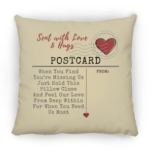Missing You Postcard Pillow: Sentimental Long Distance Gift