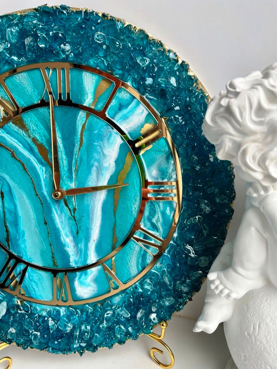Сrystal wall clock Geode clock wall Small wall clock Etsy